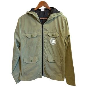 DC Clothing Men's Soft Shell Full Zip Hooded Jacket Size Small Olive Green
